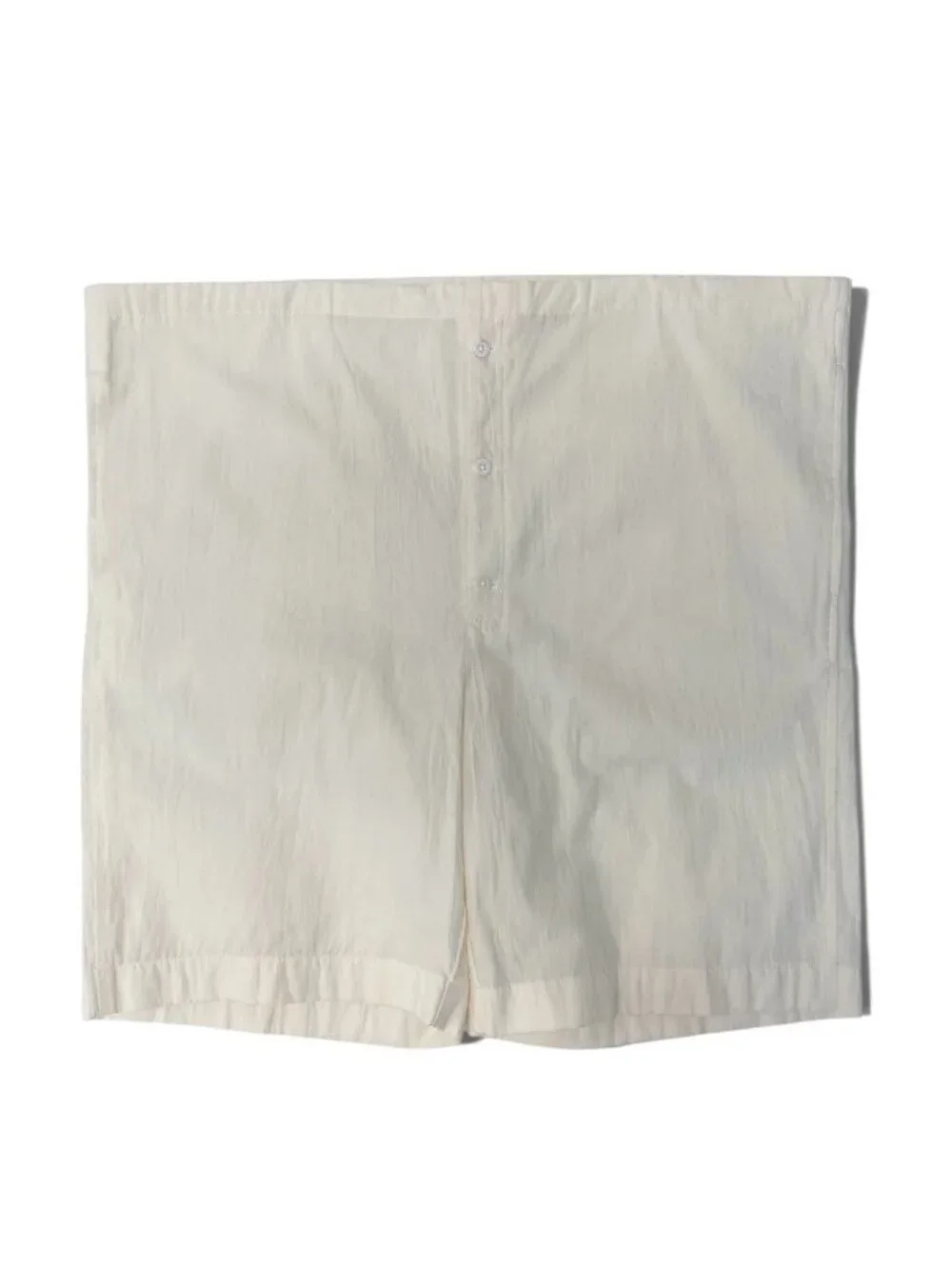Prada Mh1 Shorts Triangle Logo Cotton Pants Adjustable Waist S Ivory